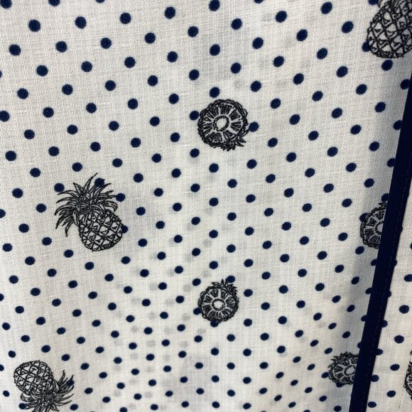 Naif Mini Shift Dress Women's Medium Pineapple Print Pullover White Blue Classy - Picture 3 of 9